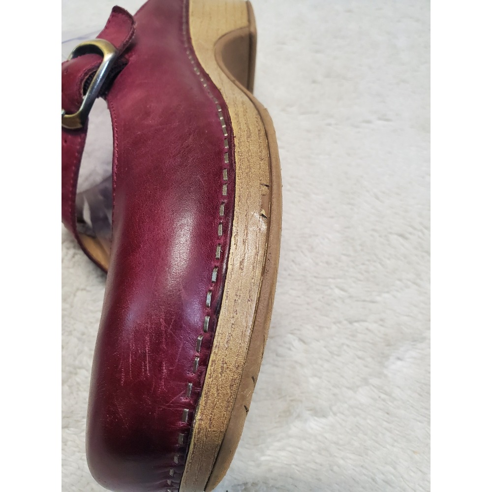 Dansko Burgundy Red Leather Mary Jane Mules Shoes 38 Women 7.5 Classic Capsule - Picture 6 of 9